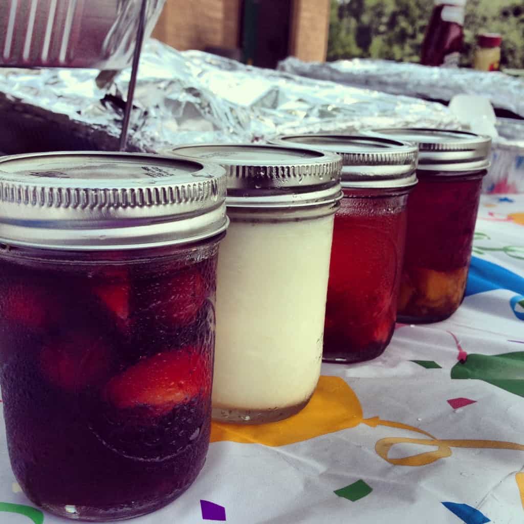 create custom drinks for a picnic party and put in mason jars
