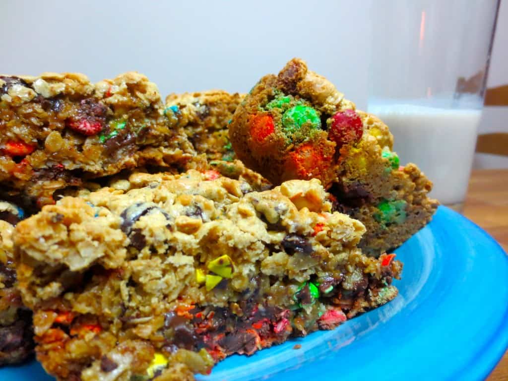 Monster Cookie Bars - 4 Hats and Frugal