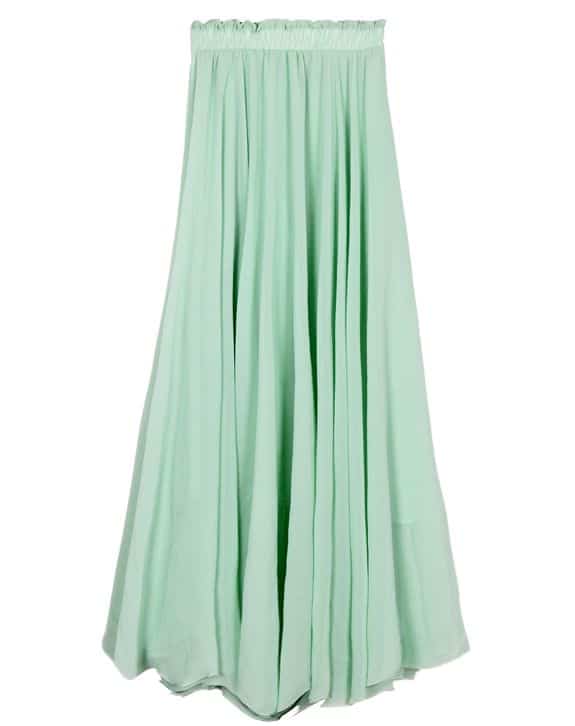 mint green chiffon maxi skirt
