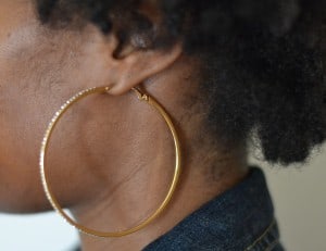 Oversized hoop earrings with diamond detail from JustFab