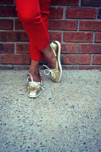 Gold boat shoes from JustFab