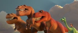 A TRIO OF T-REXES — An Apatosaurus named Arlo must face his fears—and three impressive T-Rexes—in Disney•Pixar’s “The Good Dinosaur.” Featuring the voices of AJ Buckley, Anna Paquin and Sam Elliott as the T-Rexes, “The Good Dinosaur” opens in theaters nationwide Nov. 25, 2015. ©2015 Disney•Pixar. All Rights Reserved.