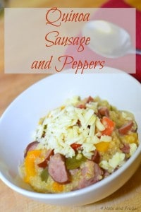 This slow cooker quinoa with sausage and peppers is so easy to make, delicious, and healthy!