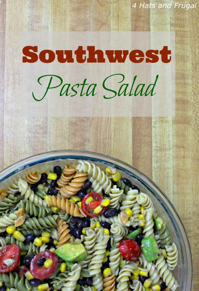 Need a quick, meatless weeknight meal? This Southwest Pasta Salad is it! Full of beans, avocado, and veggies; serve it as a side dish or main course.