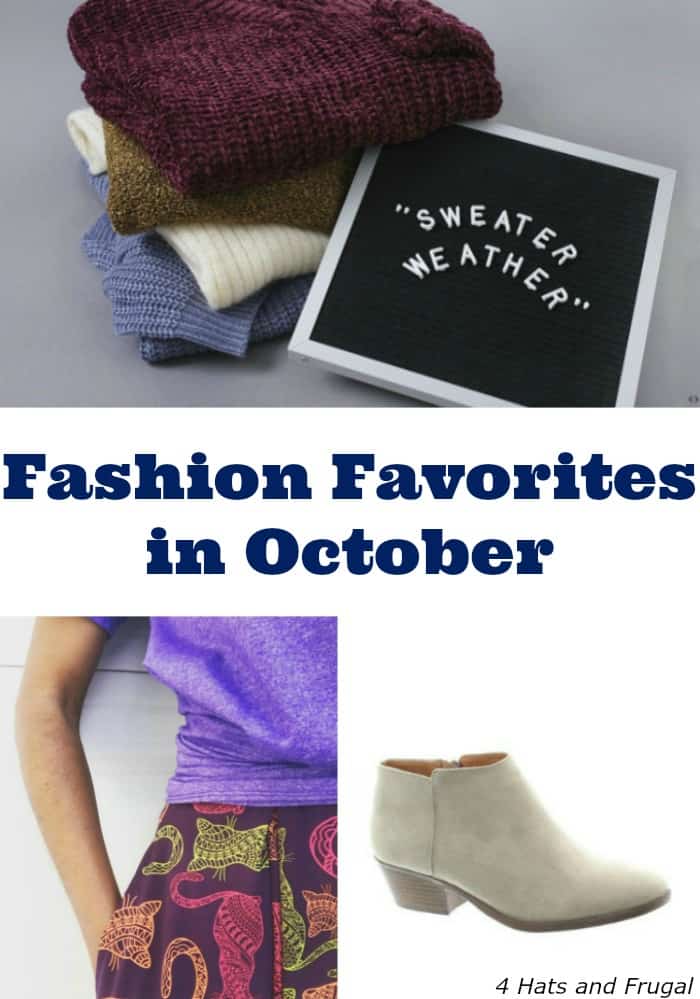 Check out this mom's fashion favorites for October, which include cute booties, sweaters that go with the weather, and the coolest glasses ever!